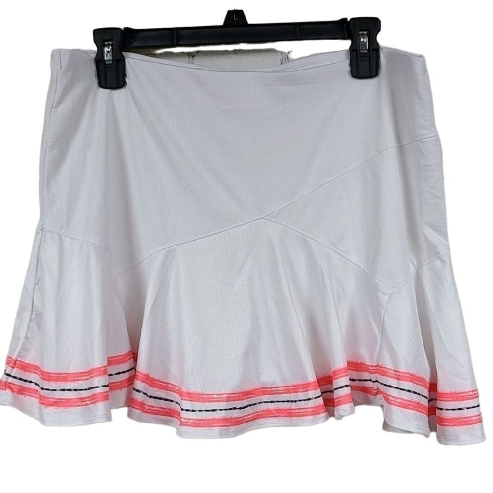 Lucky In Love Amour Flounce Women's XL 16 Tennis Skort White Workout Mesh Skirt